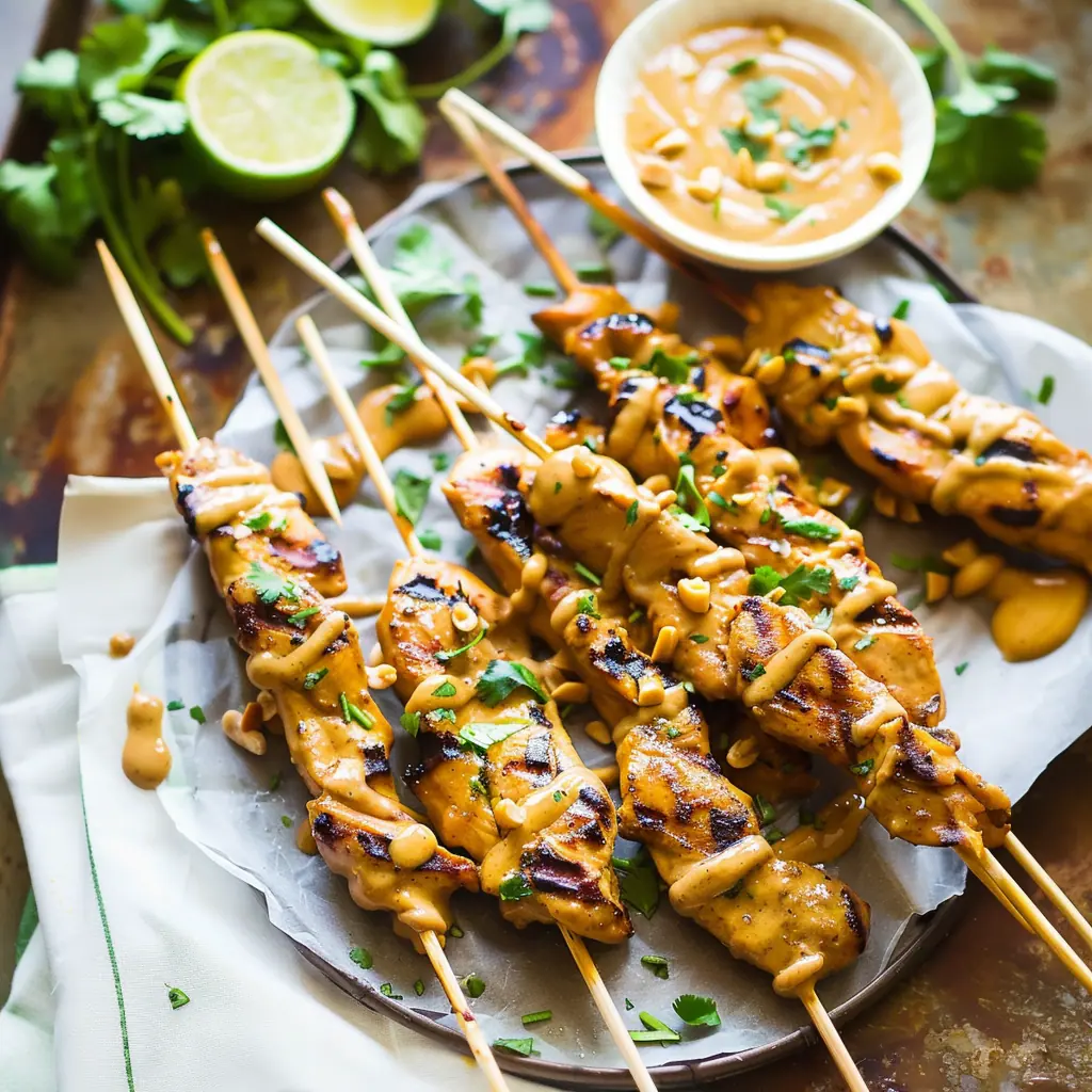 Grilled Chicken Satay with Peanut Sauce - Recipes, Tasks & Tools