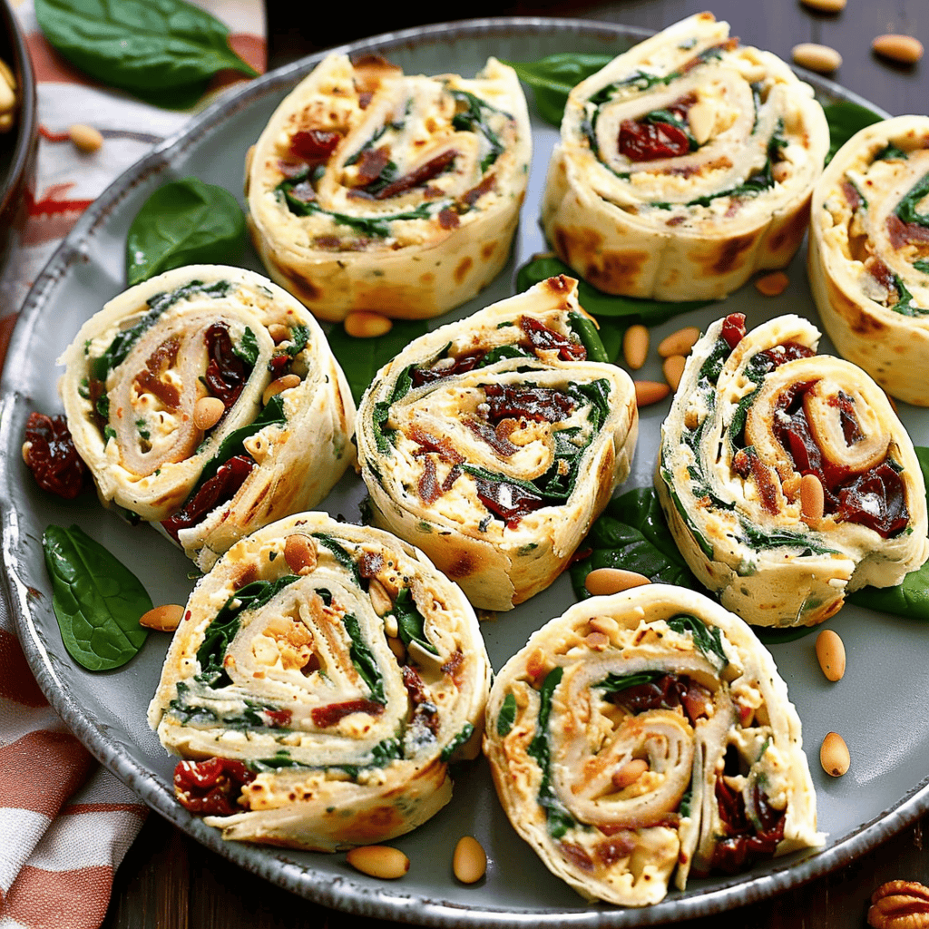 Spinach Goat Cheese Sun Dried Tomato Pinwheels - Recipes, Tasks & Tools