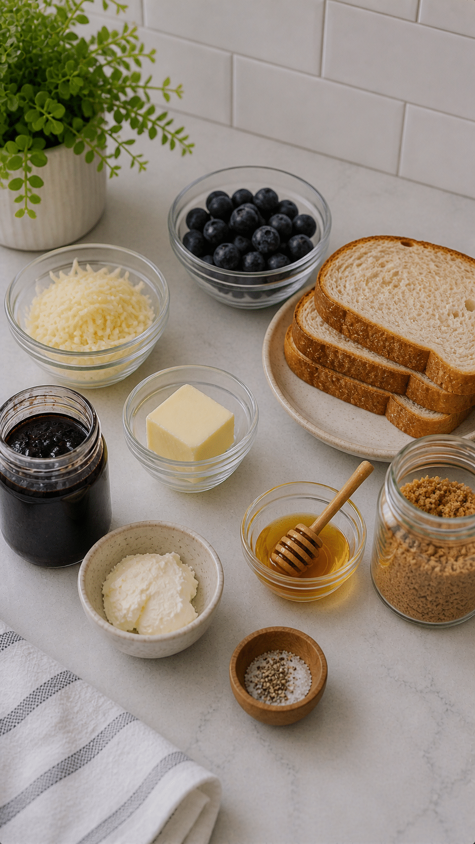 Ingredients array for Crispy Blueberry Grilled Cheese