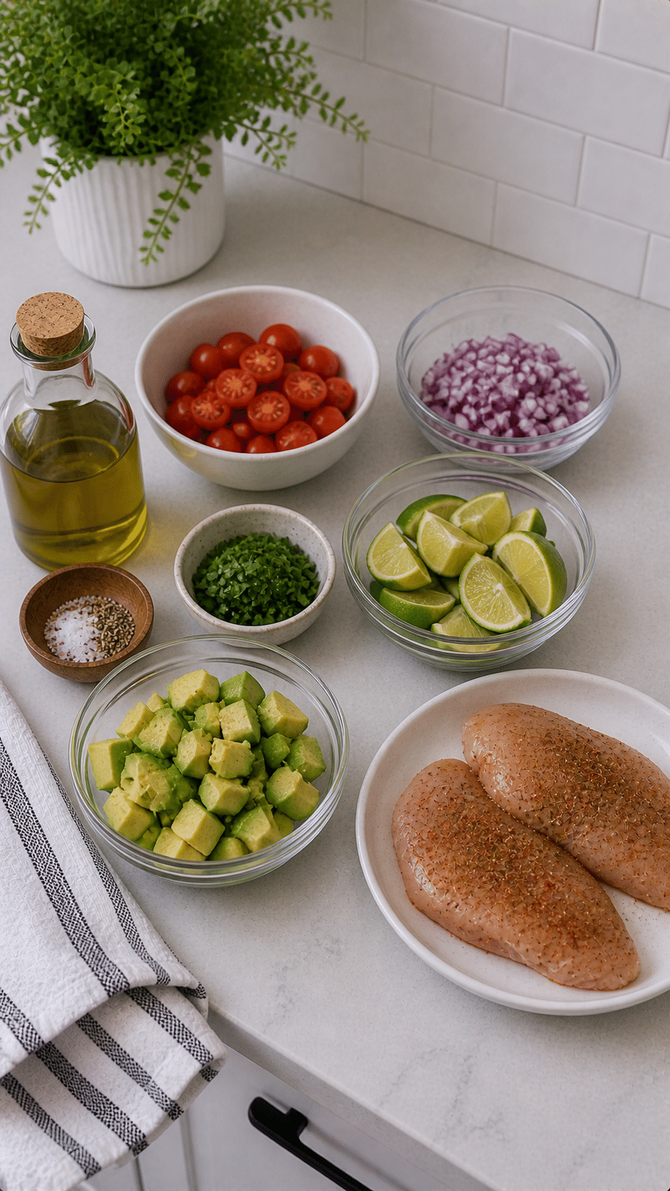 Ingredient setup for Fiesta Lime Chicken