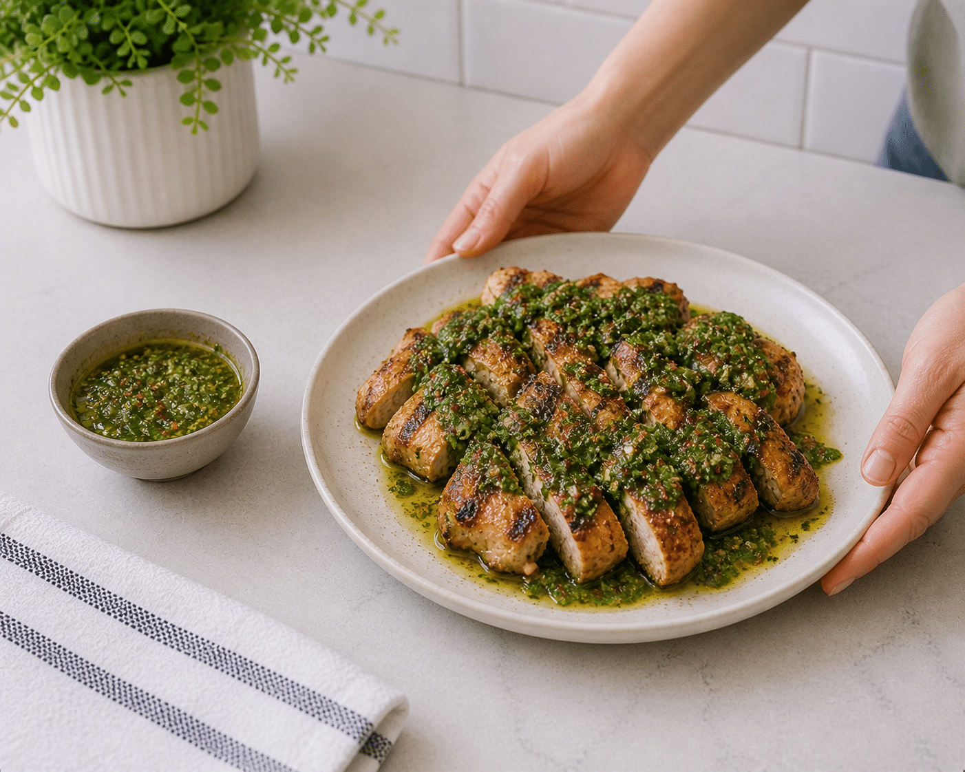 Chimichurri chicken ready - keyword