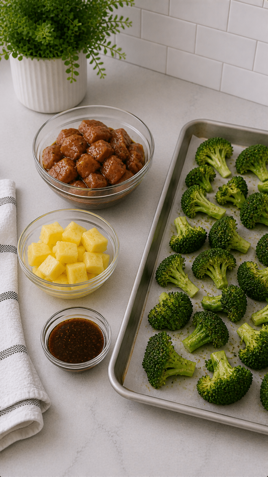 Chopped chicken with pineapple and broccoli - keyword