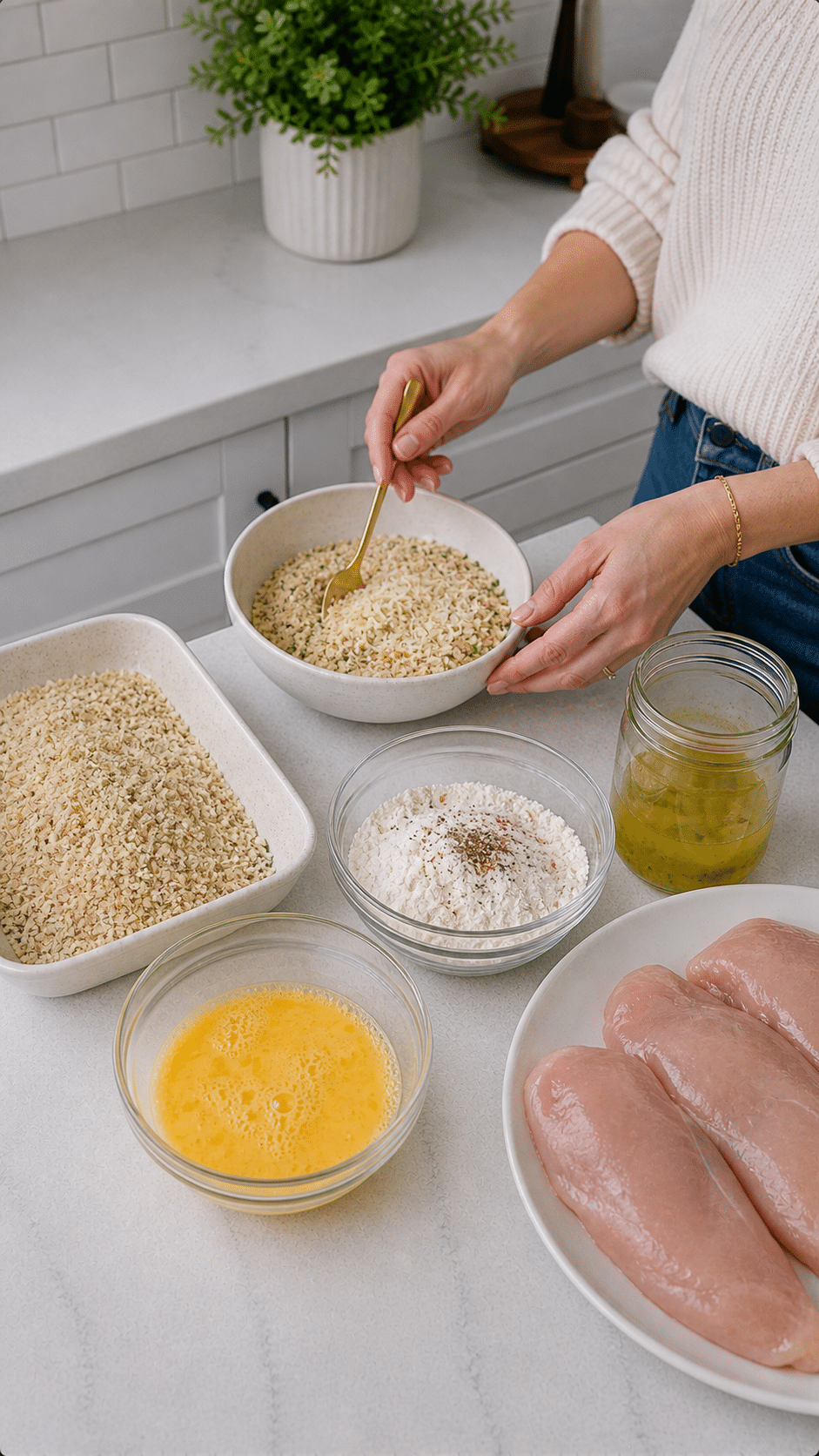 Crispy Dill Pickle Chicken prep - keyword
