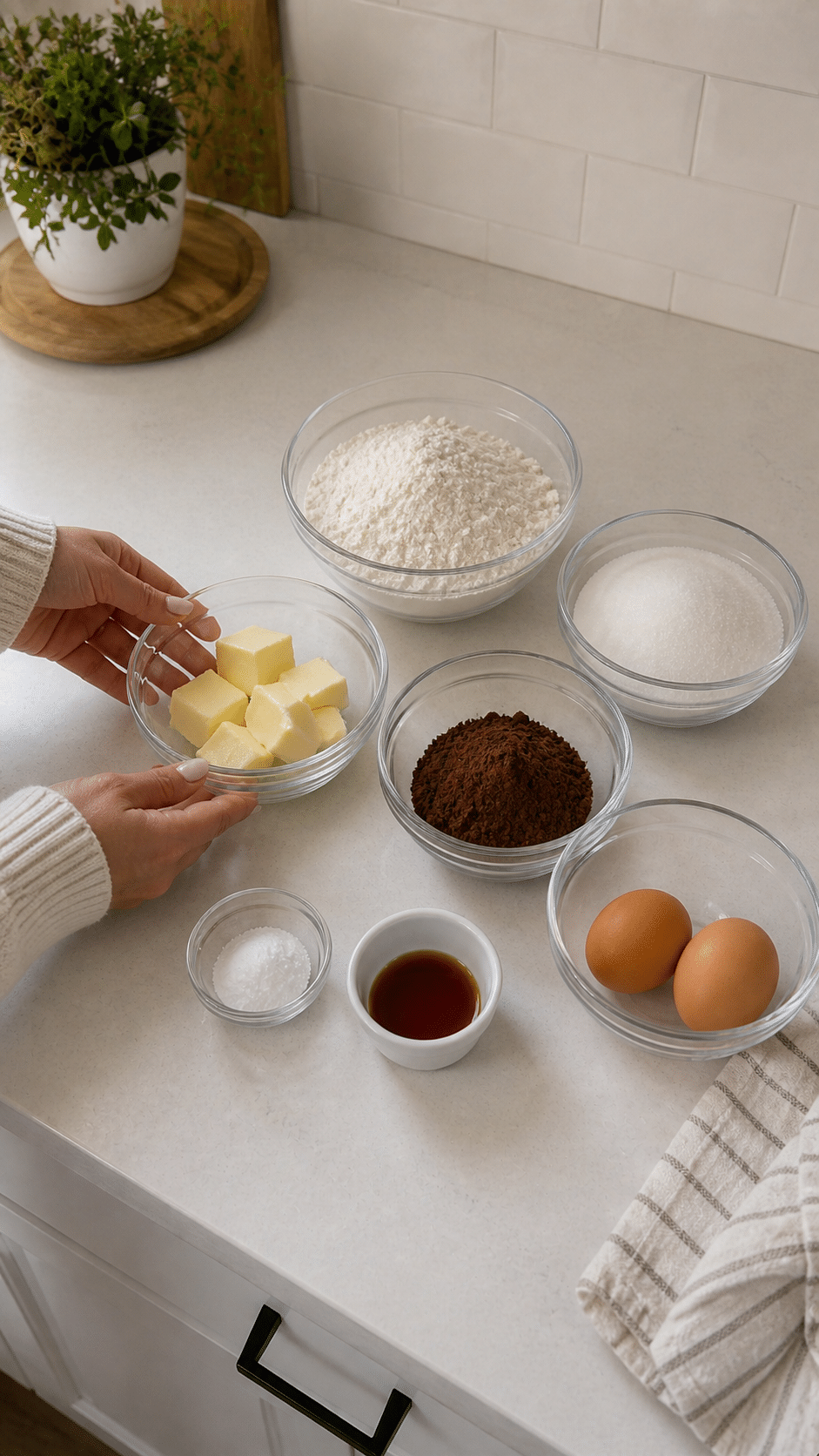 Ingredients cluster on countertop - Best Brownies
