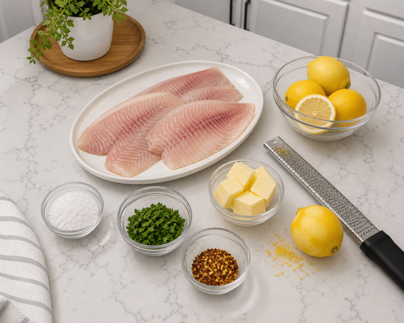Baked Tilapia ingredients grouped - keyword