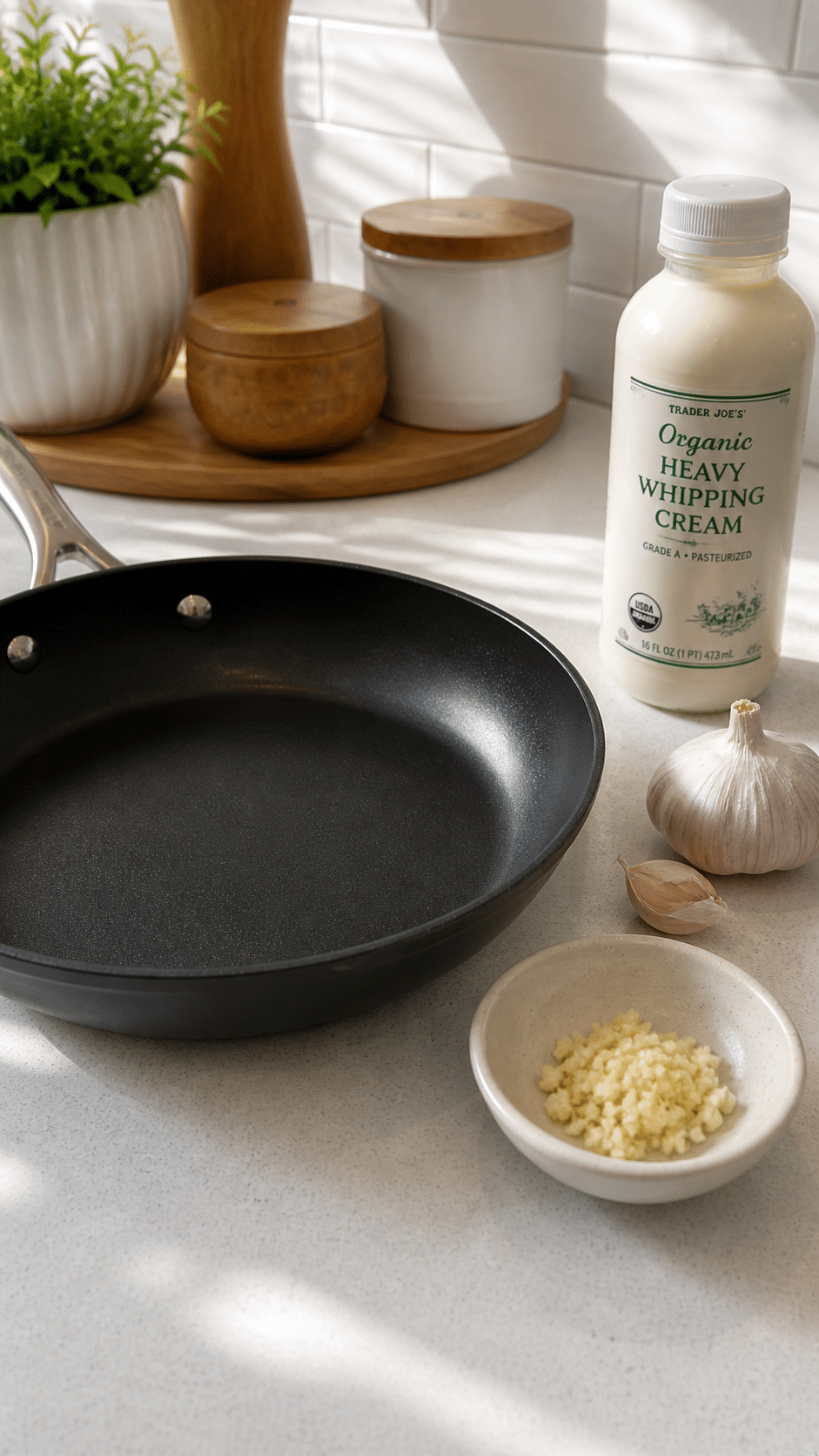 Garlic and cream on counter - keyword