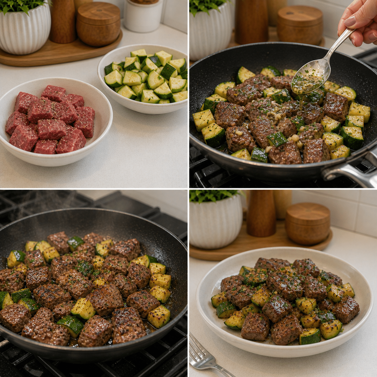 Searing steak with garlic butter - keyword