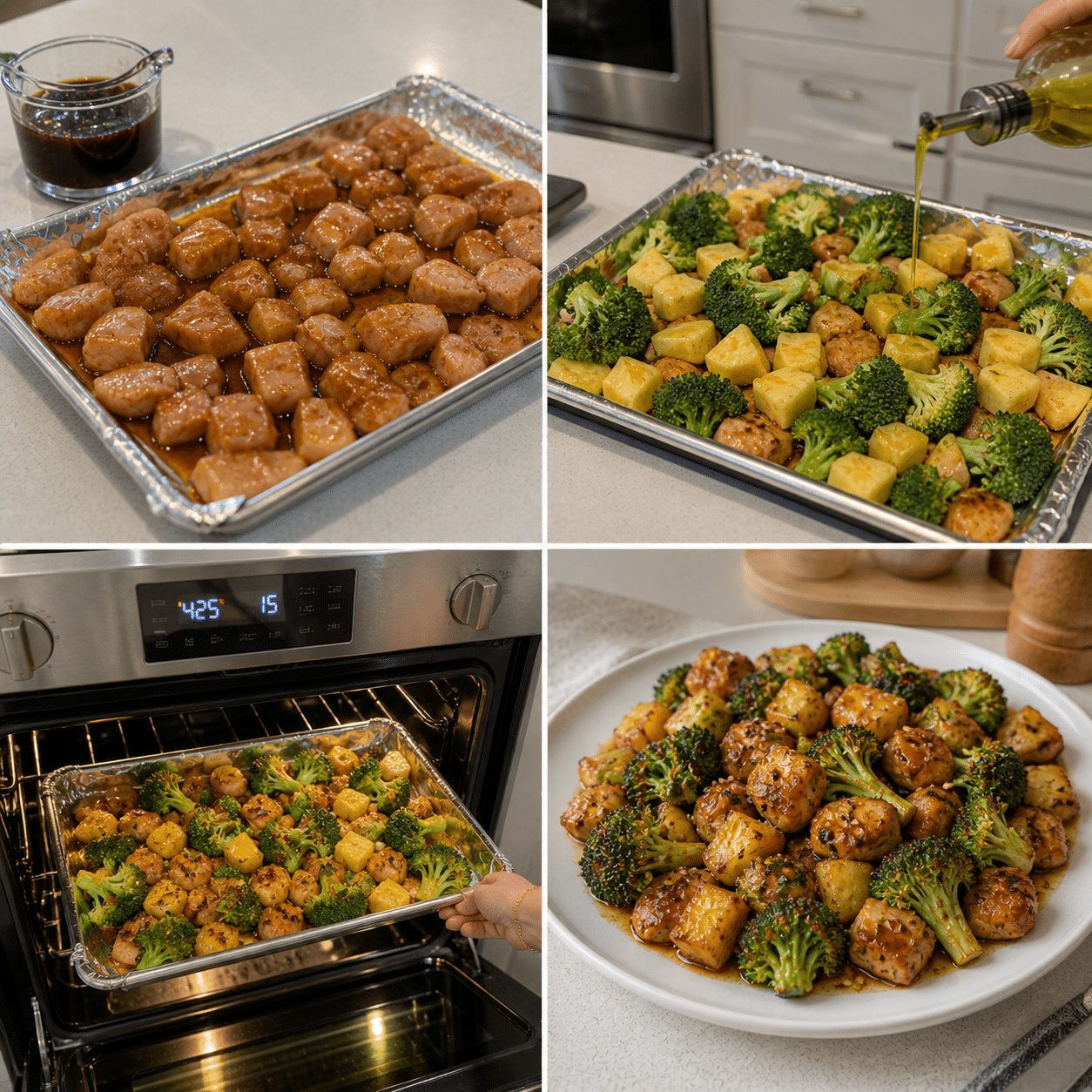 Prep ingredients on sheet pan - keyword