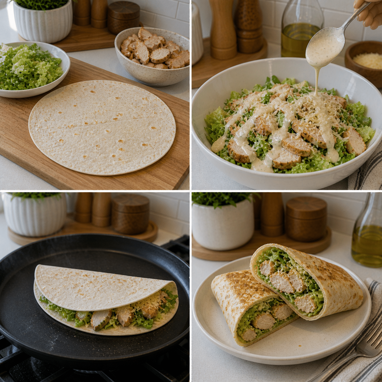 Wrapping tortilla with Caesar filling - keyword