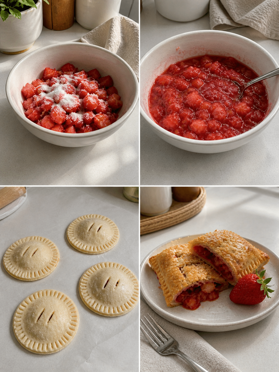 Preparing strawberry filling for Air Fryer Hand Pies
