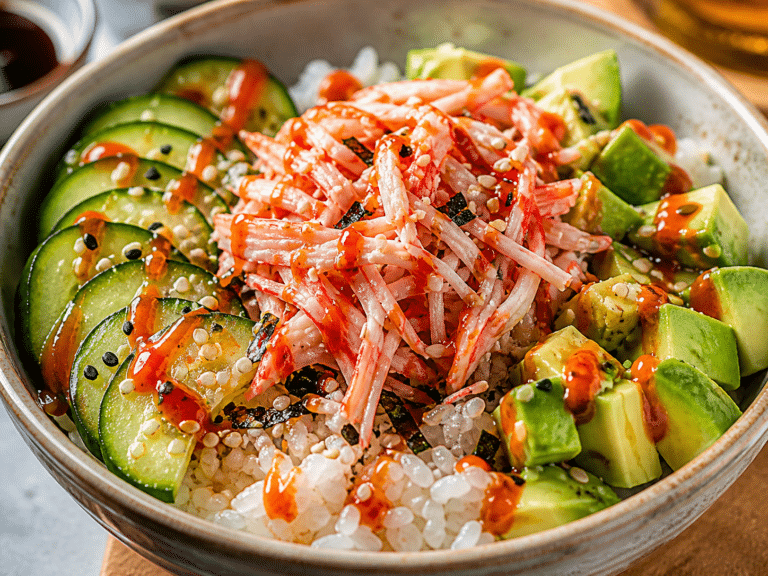 California Roll Sushi Bowls on clean countertop