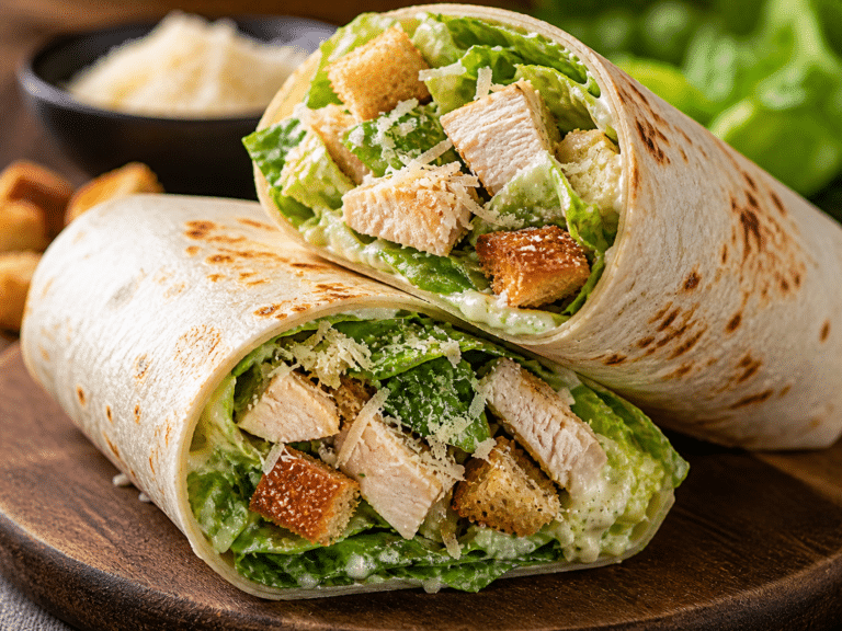 Chicken Caesar Wraps on plate