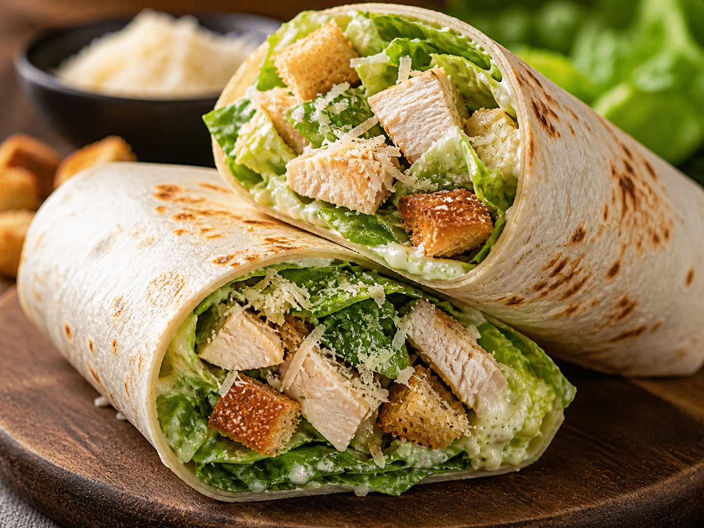 Chicken Caesar Wraps on plate