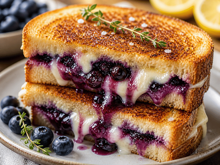 Crispy Blueberry Grilled Cheese dessert