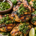 Grilled Chicken Thighs with Chimichurri close-up