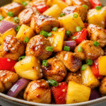 Hawaiian Chicken Sheet Pan in kitchen
