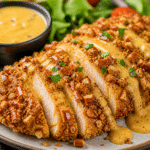 Pretzel Chicken with Mustard-Cheddar Sauce