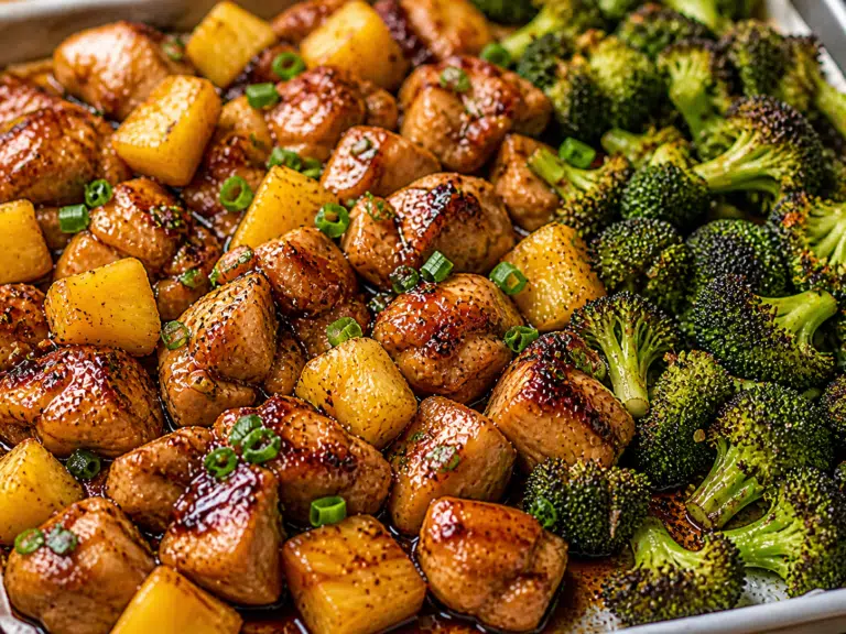 Sweet Sheet Pan Pineapple Chicken and Broccoli