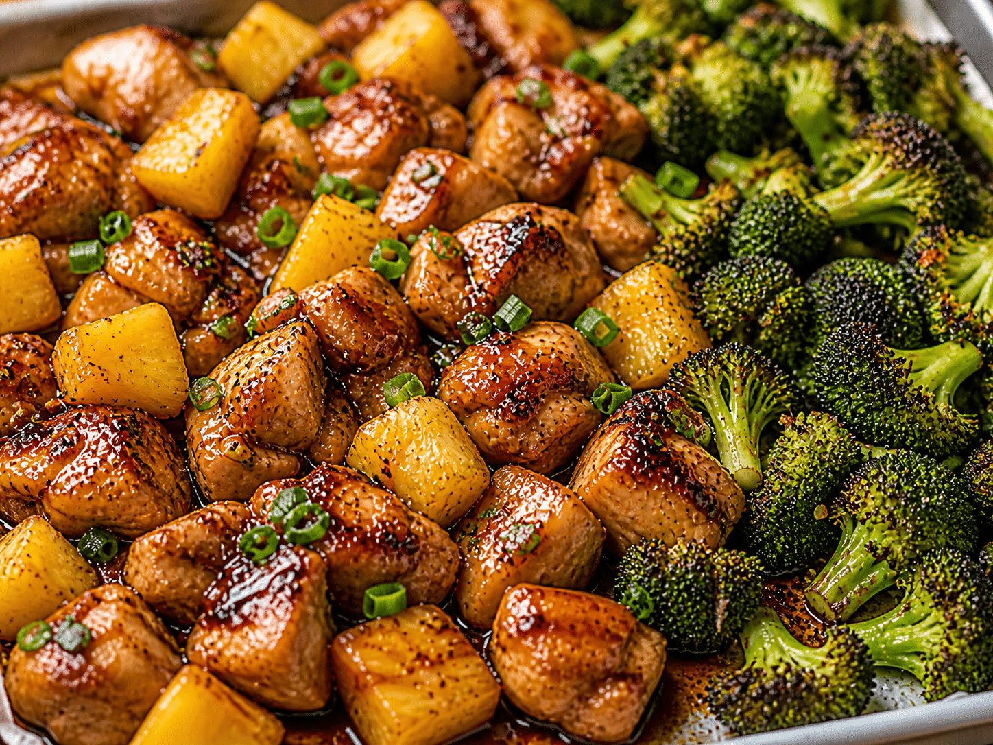 Sweet Sheet Pan Pineapple Chicken and Broccoli